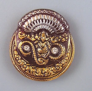 COLORFUL CZECH GLASS BUTTON -BUDDHA DESIGN - Picture 1 of 4
