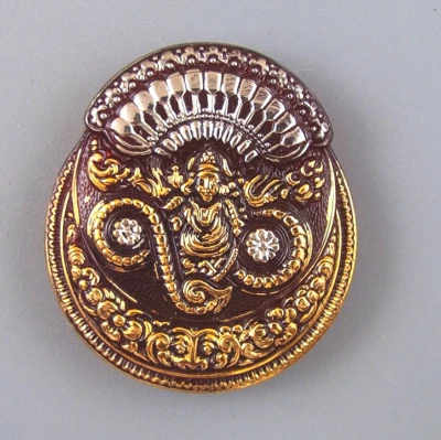 COLORFUL CZECH GLASS BUTTON  -BUDDHA DESIGN - Image 1 of 4