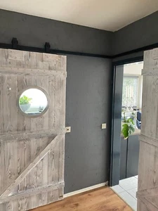Glasschiebetür, Schiebetür,Holztür,Barn Doors, Chabby Weiß inkl. Rollen&Schiene - Bild 1 von 17