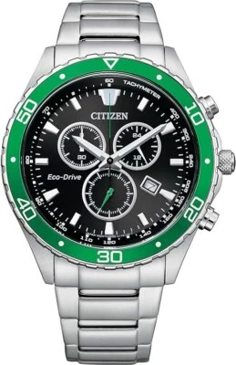 Relógio Citizen masculino esporte casual cronógrafo Eco-Drive prata 43 mm AT2386-55E - Imagem 1 de 4