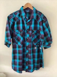 Mecca Long Sleeve Purple & Turquoise Check Shirt, UK Size XL, Excellent C - Picture 1 of 6