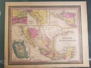 Antique Map of Texas, Mexico, and Guatamala - 1850 - Hand Water colored - Austin - Picture 1 of 12