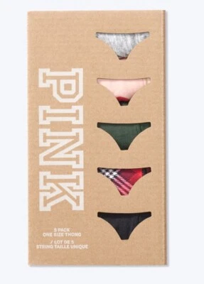Victoria's Secret PINK Gift Box of One Size Thongs Panties - Lot of 5 - Image 1 of 4