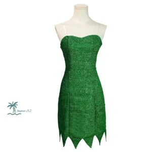 Tinker Bell Cosplay Costume Dress Halloween Perform Suit Green Adults Instock - Picture 1 of 7