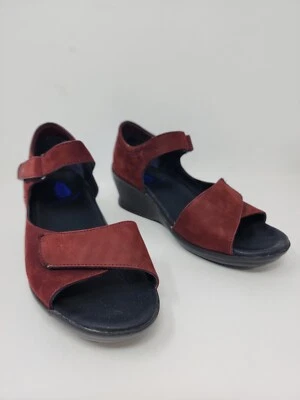 Wolky Mujer EU 37 US 6 Granate Borgoña Nubuck Cuero Sandalias Zapatos Confort Foto 1 de 4
