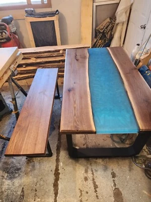 Walnut Epoxy River Table - Image 1 of 2