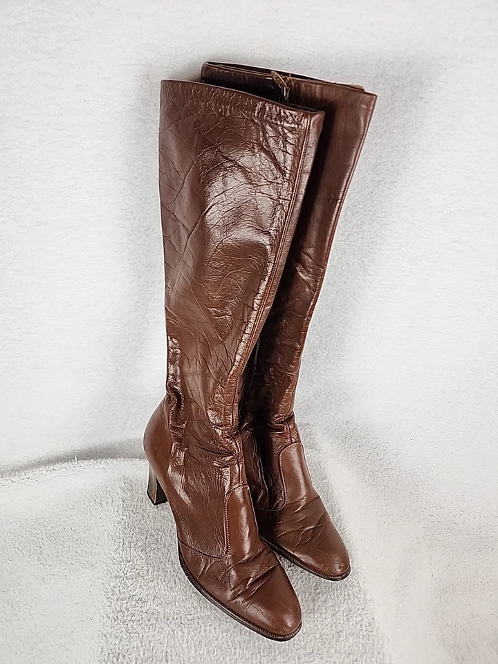 Botas de Colección Joyce California Para Mujer Altas Marrón Cuero Suave Talla 10 E Cremallera Lateral Completa Foto 1 de 4