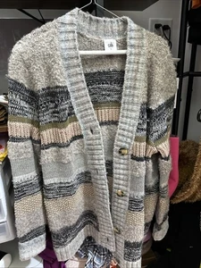 Cabi Boyfriend grau-braun Strickjacke Pullover V-Ausschnitt Langarm Gr. S - Bild 1 von 6