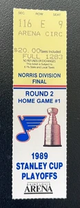 *DEBUT DE JEREMY ROENICK EN LOS PLAYOFFS* TALÓN DE BOLETO DE BLUES/BLACKHAWKS 18/04/89 - Imagen 1 de 1