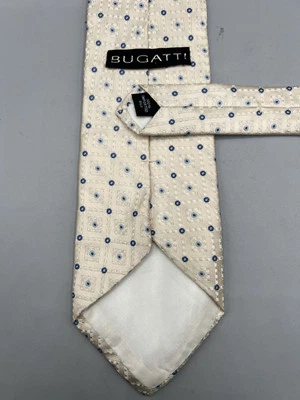 Corbata geométrica BUGATTI 100 % seda para hombre 60” larga beige EE. UU. - T6 Foto 1 de 4