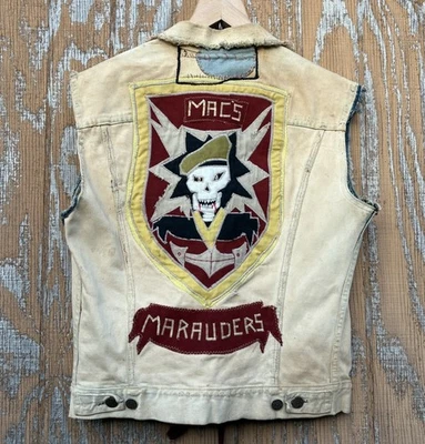 Colete jeans vintage anos 60 Levi’s Big E Vietnam Era MACV-SOG Patch Outlaw Biker MC Club - Imagem 1 de 4