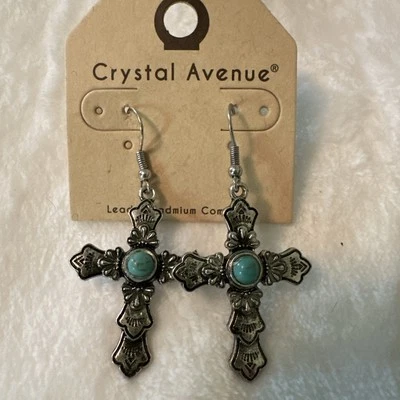 Pendientes Cruz Con Turquesa Foto 1 de 2