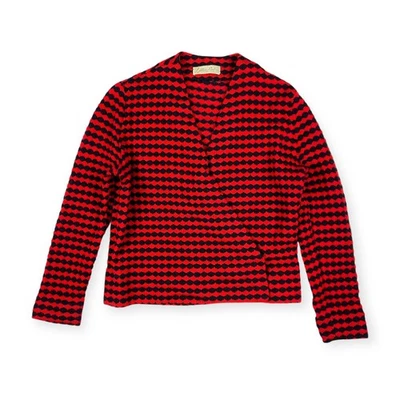 Suéter envolvente cárdigan tejido rojo negro vintage para mujer Lillie Rubin Foto 1 de 4