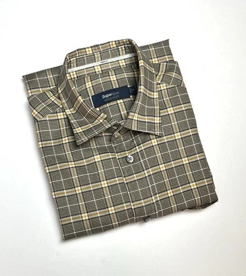 ZEGNA Sport Cotton Shirt Button Down Taupe Plaid Men’s size S - Image 1 of 4