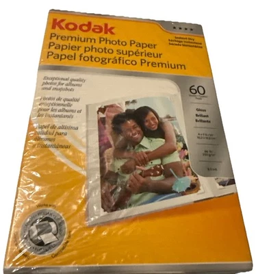 Kodak Premium Paper 60 Sheets Glossy 4x6 Photo Paper NEW SEALED UN-OPENED - Image 1 of 4