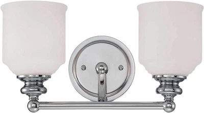Savoy House 2 Light Bathroom Vanity Light Opal Etched Glass - Polished Chrome - Image 1 of 4