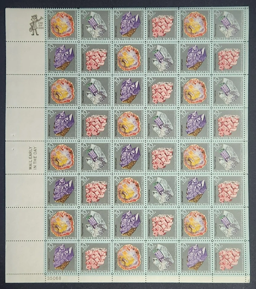 US Scott 1538-1541 - Mineral Heritage - MNH - 1974 Issue - Full Sheet - Image 1 of 1