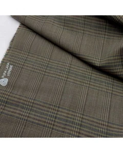 Tessuto in fresco lana tasmania principe di galles verde e marrone alto 150 cm 3 - Imagen 1 de 6