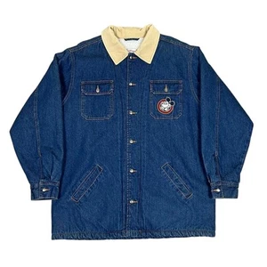 Vintage 90s Mickey Mouse Disney Sherpa Lined Denim Jacket Mens 2XL - Picture 1 of 8