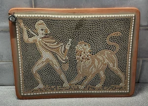 Stunning Handmade Lion Hunt Pebble Art Mosaic Greek - Picture 1 of 7