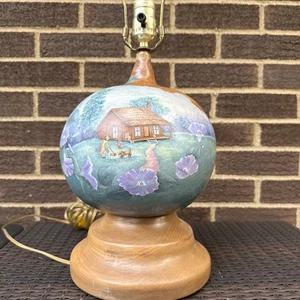 Hand Painted Gord Lamp Vintage Signed Handmade Vintage 1999 - Picture 1 of 15