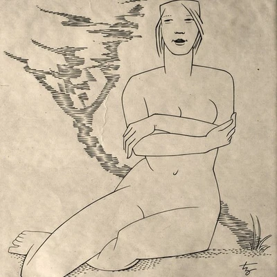 Heinrich Ilgenfritz Kupferstich Maja Akt Orig Grafik signiert Nachlassstempel - Bild 1 von 4