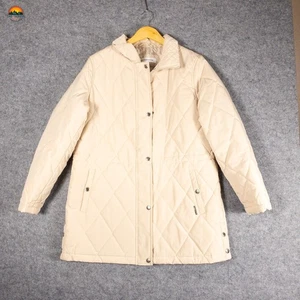 Liz Claiborne Quilted Puffer Coat Beige Cream Long Sleeve Women's Size Large - Picture 1 of 17