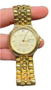 Bulova Diamant Uhr Herren 34mm Goldgehäuse 8,25" Band 97029 Textron ausgestellt.  - Bild 1 von 7