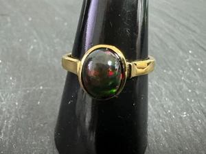 Solitär Ring Afrikanischer Äthiopischer Opal Cabochon Silber 925  Gr 20 (63) H12 - Bild 1 von 10