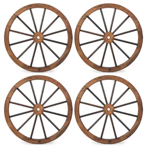 4PCS Carbonized Solid Fir Wood Wagon Wheels 30" Wagon Wheels for Restaurant - Picture 1 of 9