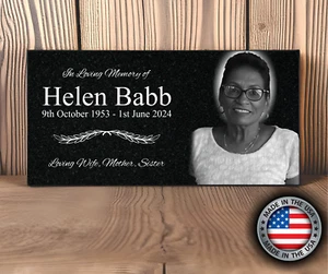 Granite Memorial Marker 6x12 Engraved Garden Stone for Pets, Humans Grave stone - Picture 1 of 23