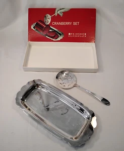 Vintage WM Rogers Silverplate Cranberry Set Tray Serving Spoon Gift Box Set - Picture 1 of 11