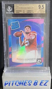 2017 Donruss Optic Patrick Mahomes Rated Rookie Pink Prizm #177 BGS 9.5 GEM MINT