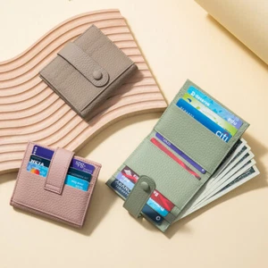 Men Women Leather Slim Wallet Card Holder Coin Pocket Front Pocket Wallets Gift - Picture 1 of 30