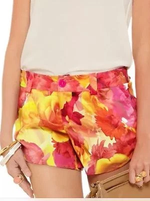 Pantalones Cortos Alice+Olivia Mezcla Seda Rosa Floral Mariposa, Talla 6 PRECIOSOS $198 Foto 1 de 4