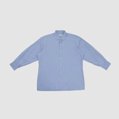 $525 Charvet Paris Hombres Azul Cuadros Algodón Manga Larga Botón Vestido Camisa Talla L Foto 1 de 4