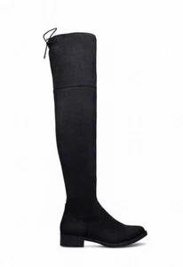 Women's Shoe Dazzle Kiera Flat Black Thigh High Over The Knee Boot Size 8.5 $80 - Picture 1 of 4