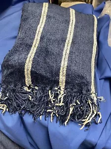 Brand New Knit Throw Blanket 60”X 70" Cotton and Rayon Blend Super Soft Blue - Picture 1 of 5