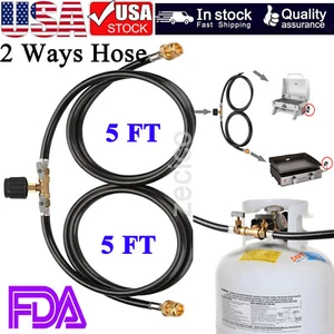 5 Fuß 2 Wege Y Splitter CGA Propan Konverter Adapter Schlauch für QCC1 20 Pfund Tank USA - Bild 1 von 6