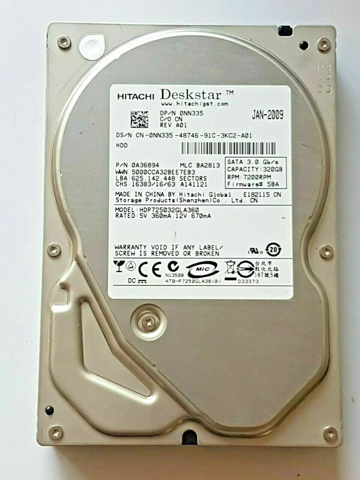 320 GB SATA Hitachi HDP725032GLA360 7200rpm 16MB 3,5 " Hard Drive - Image 1 of 1