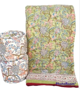 Neu Indische Baumwolle Queen Size Blumendruck Wendedecke Quilt Winter Razai - Bild 1 von 1