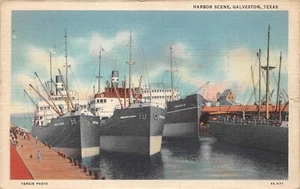 H1383   GALVESTON,  TX.     POSTCARD ,  HARBOR SCENE - Picture 1 of 2