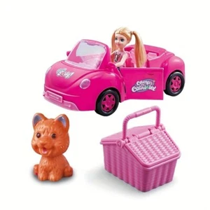 1 Set Reise Mädchen Puppenfahrzeug, lustiges Cabriolet, Mini Mädchen Puppe mit Haustier Hund, - Bild 1 von 4