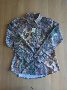 Under Armour Shirt Womens Small Green Camo Long Sleeve Button Down 18x26 - Picture 1 of 9