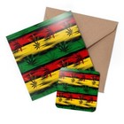 1 x Greeting Card & Coaster Set - Jamaican Flag Cannabis Pattern #16551