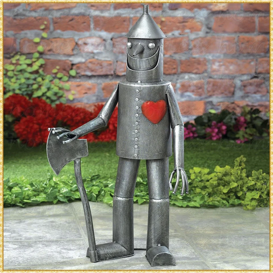 Mago de Oz Hombre de Hojalata con Corazón Leñador Jardín Estatua Escultura Decoración Césped Foto 1 de 4