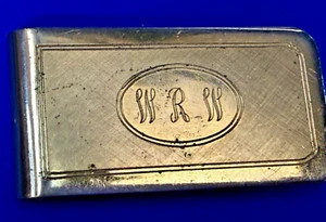 Custom Initials Letters Engraved W.R.W Silver Tone Vintage Money Clip - Picture 1 of 19
