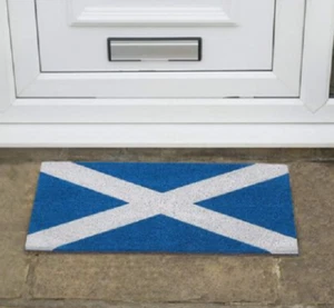 Alfombrilla de puerta Escocia fibra azul blanco 40 cm x 70 cm felpudo bandera de Escocia - Imagen 1 de 3