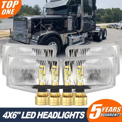 4x Fit Freightliner FLC/D Classic XL DOT Approved 4x6''LED Headlights HI-LO Beam - Image 1 of 4