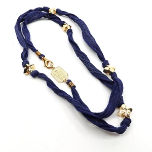 King Baby Studio Multi Wrap Blue Silk Bracelet With Gold Colored Cross Beads - Picture 1 of 8